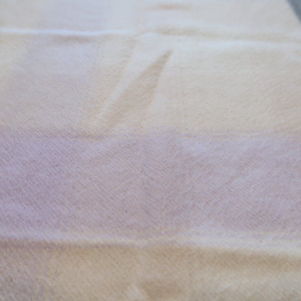 Lochcarron Cashmere Plaid Scarf From Scotland Purple , Tan & Off White/Cream - Picture 5 of 14